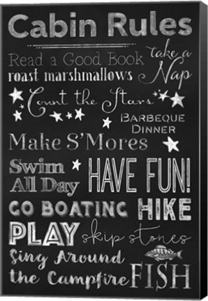 Framed Chalkboard Cabin Rules Print
