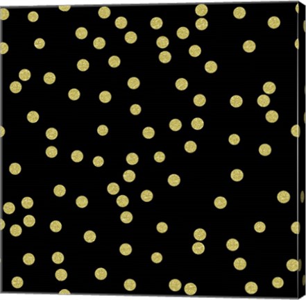 Framed Black Golden Round Confetti Print