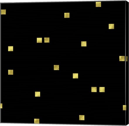 Framed Black Golden Squares Confetti Print