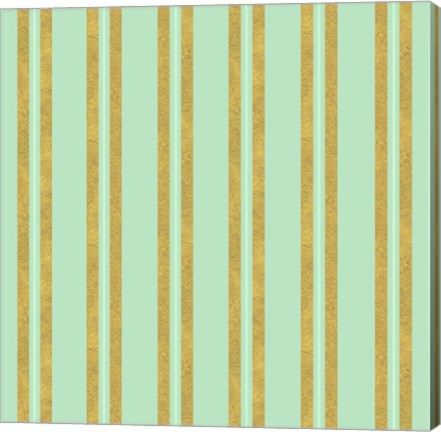 Framed Golden Mint Stripes 2 Print