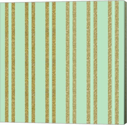 Framed Golden Mint Stripes Print