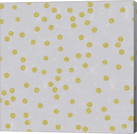 Framed Grey Linen Golden Round Confetti Print