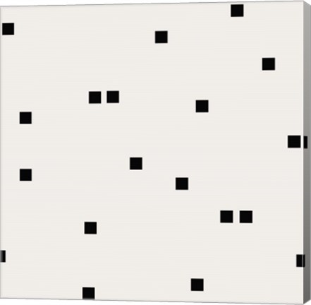 Framed Light Cream Black Squares Confetti Print