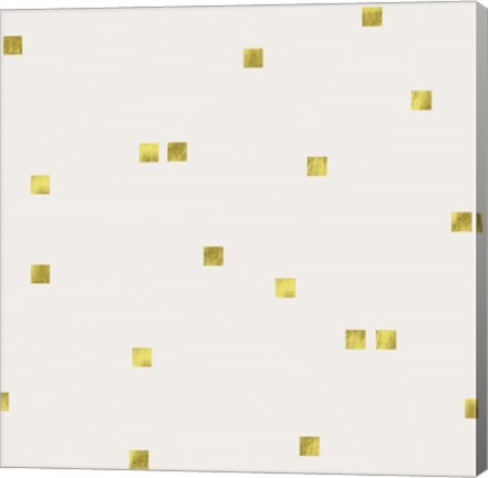 Framed Light Cream Golden Squares Confetti Print