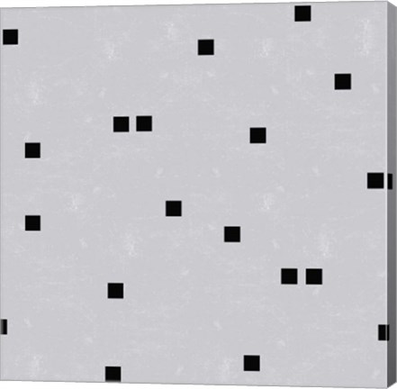 Framed Linen Gray Black Squares Confetti Print