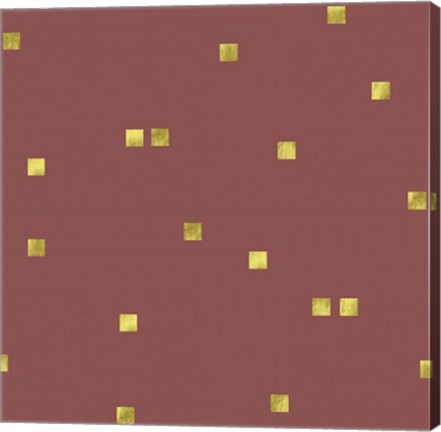 Framed Marsala Golden Squares Confetti Print