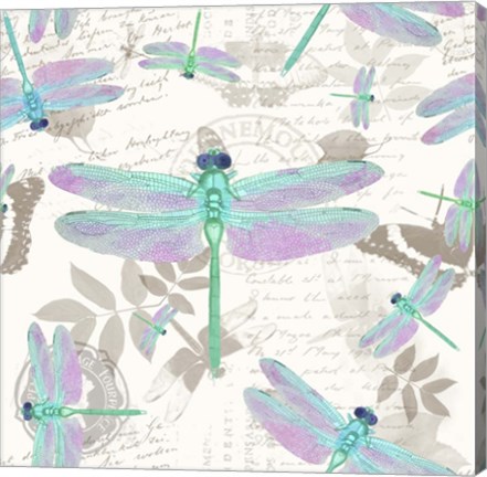 Framed Vintage Botanicals Dragonfly Pattern Green Print