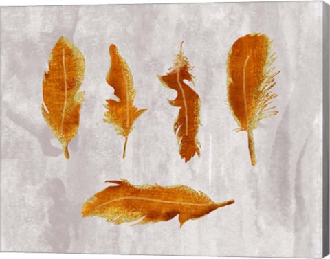 Framed Gold Ombre Feathers III Print