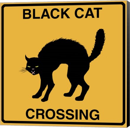 Framed Black Cat Crossing Print