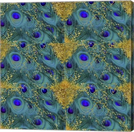 Framed Gold Speckled Peacock Pattern Print