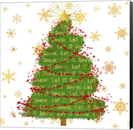 Framed Let It Snow Christmas Tree Print
