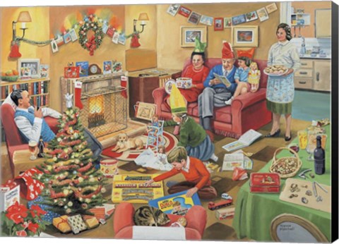 Framed 50&#39;s Family Christmas Print