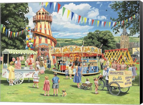 Framed Funfair On The Green Print