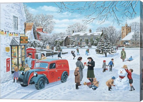 Framed Village Christmas Print