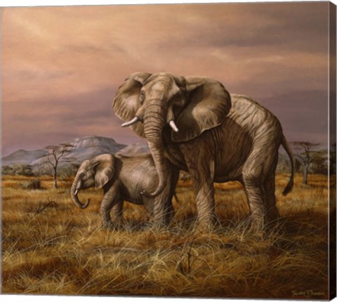 Framed Mother and Child (Elephants) Print