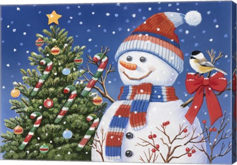 Framed Snowman Decorating Tree Print