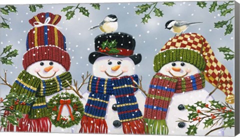 Framed Snowman Trio Print