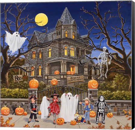 Framed Beware - Haunted House Print