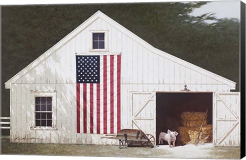 Framed Barn With Piglet Print