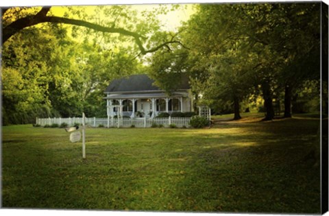 Framed River Cottage In Summer Print