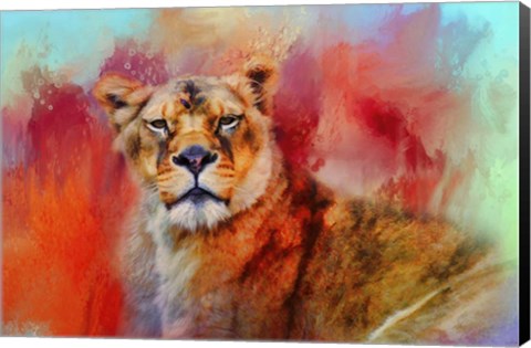 Framed Colorful Expressions Lioness Print