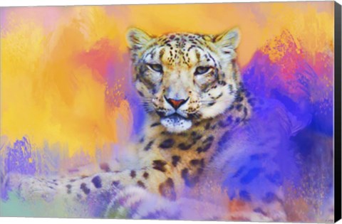 Framed Colorful Expressions Snow Leopard Print