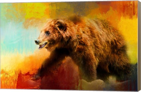 Framed Colorful Expressions Grizzly Bear Print