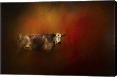 Framed Cow In Autumn Print