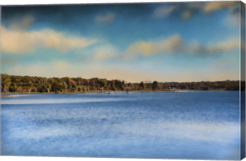 Framed Gibson County Lake In Fall Print