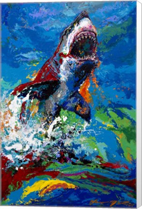 Framed Lawyer Breeching Great White Shark Print