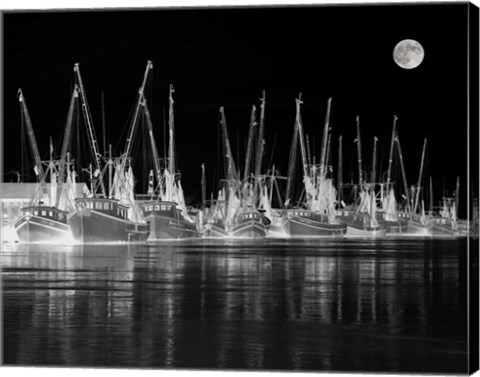 Framed Shrimp Boats Asleep Print