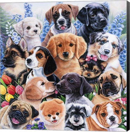Framed Puppy Collage Print