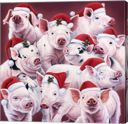 Framed Christmas Piggies Print