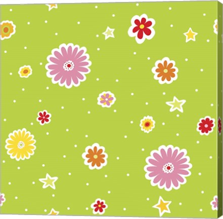 Framed Summer Flowers and Stars I Print