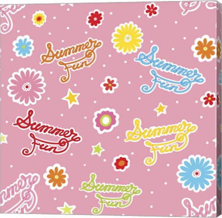 Framed Summer Fun II with Letters Print