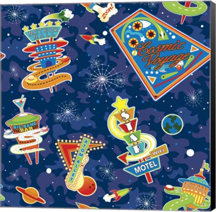 Framed Cosmic Voyage Pattern Print