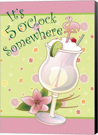 Framed Flamingo Five O&#39;clock Print