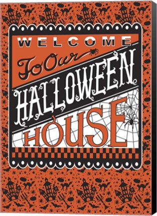 Framed Halloween House Flag Print