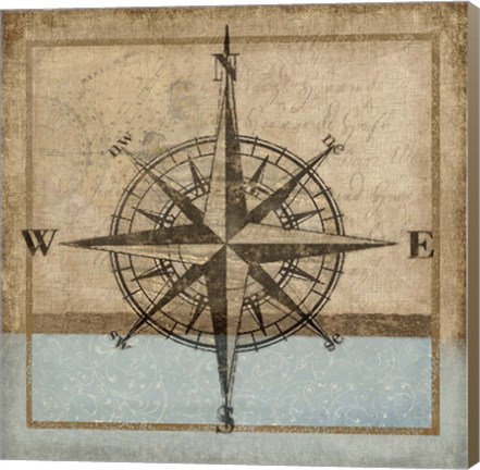 Framed Compass Rose I Print