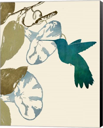Framed Hummingbird and Morning Glories Print