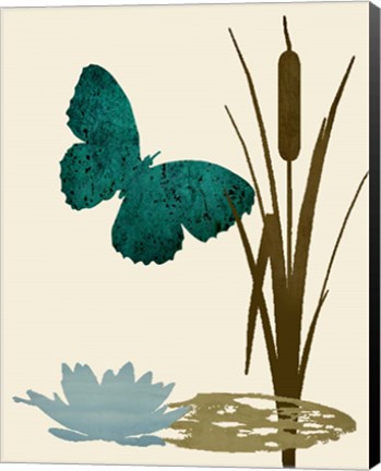 Framed Butterfly and Cat Tails Print