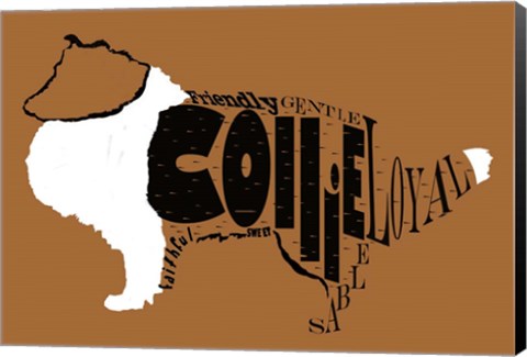 Framed Collie Word 2 Print
