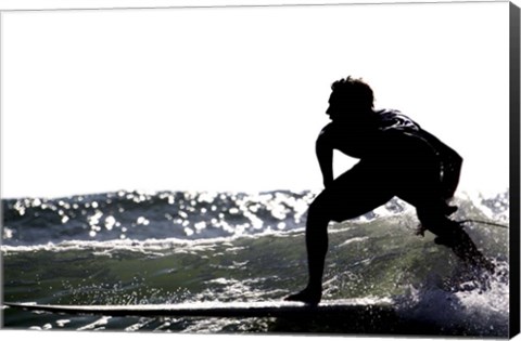 Framed Surfing Silhouette I Print