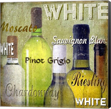 Framed White Wine Bottles Print