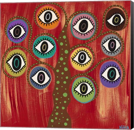 Framed Evil Eye Tree I Print
