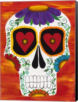Framed Fire Sugar Skull Print