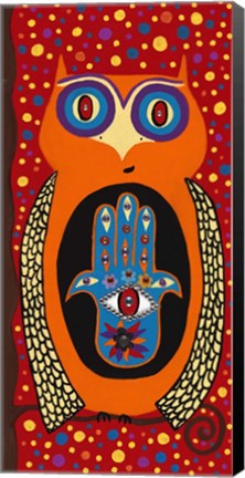 Framed Owl With Evil Eye Hamsa Print