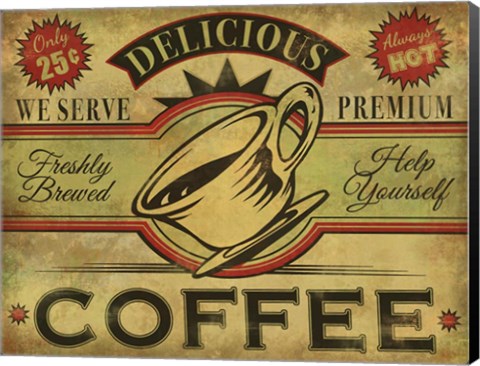 Framed Coffee Sign Print