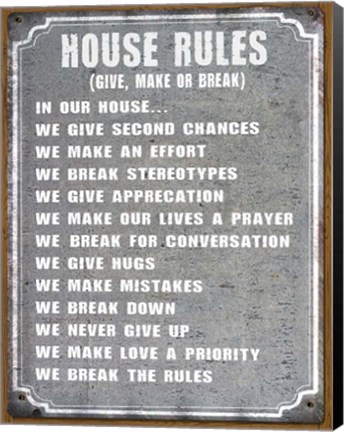 Framed House Rules Print