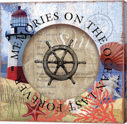 Framed Circled Lighthouse 1 Print